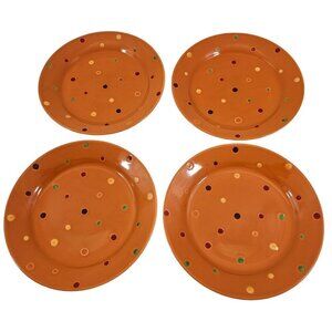 Temp-Tations by Tara Orange Spice Polka Dot Soup Salad Plates – Set of 4